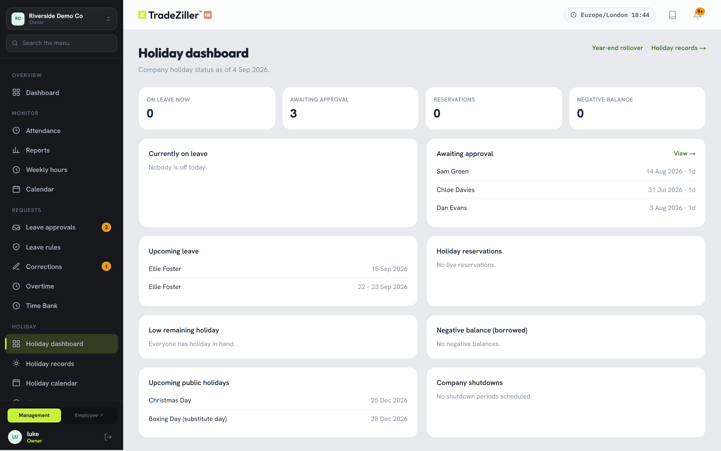 The holiday dashboard