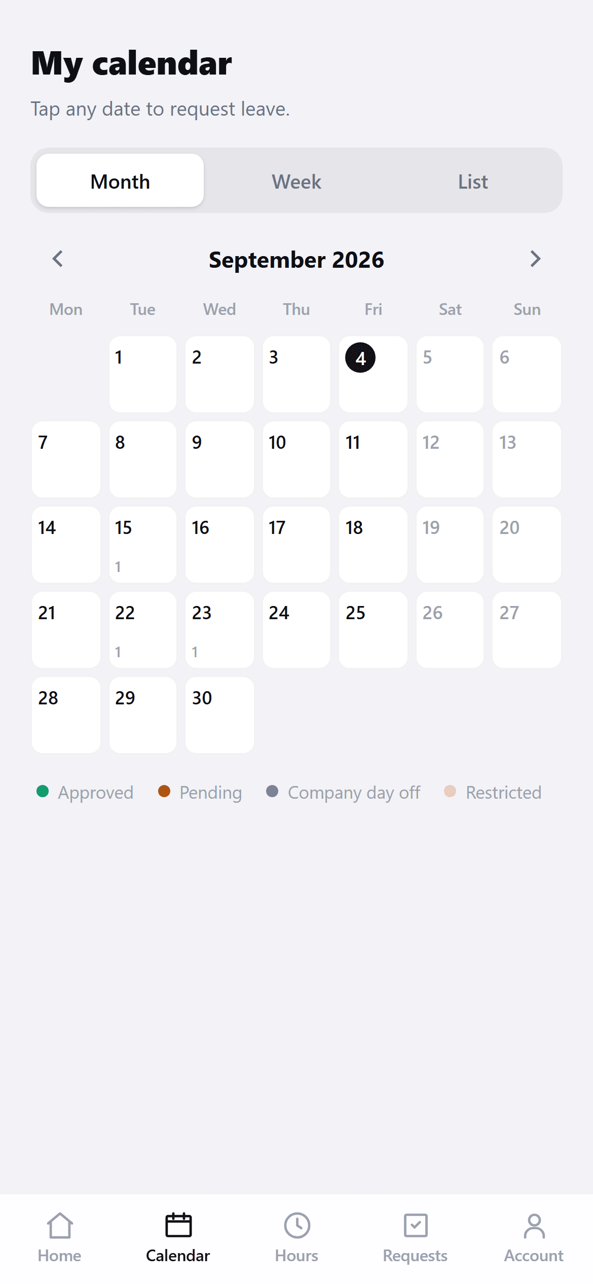 The staff calendar